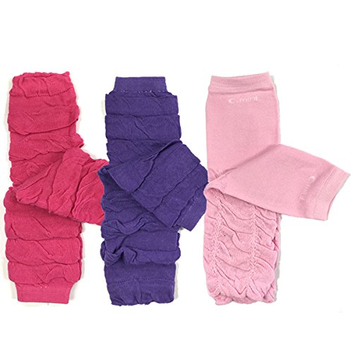Bowbear Baby 3-Pair Leg Warmers, Ruched Pink and Purple