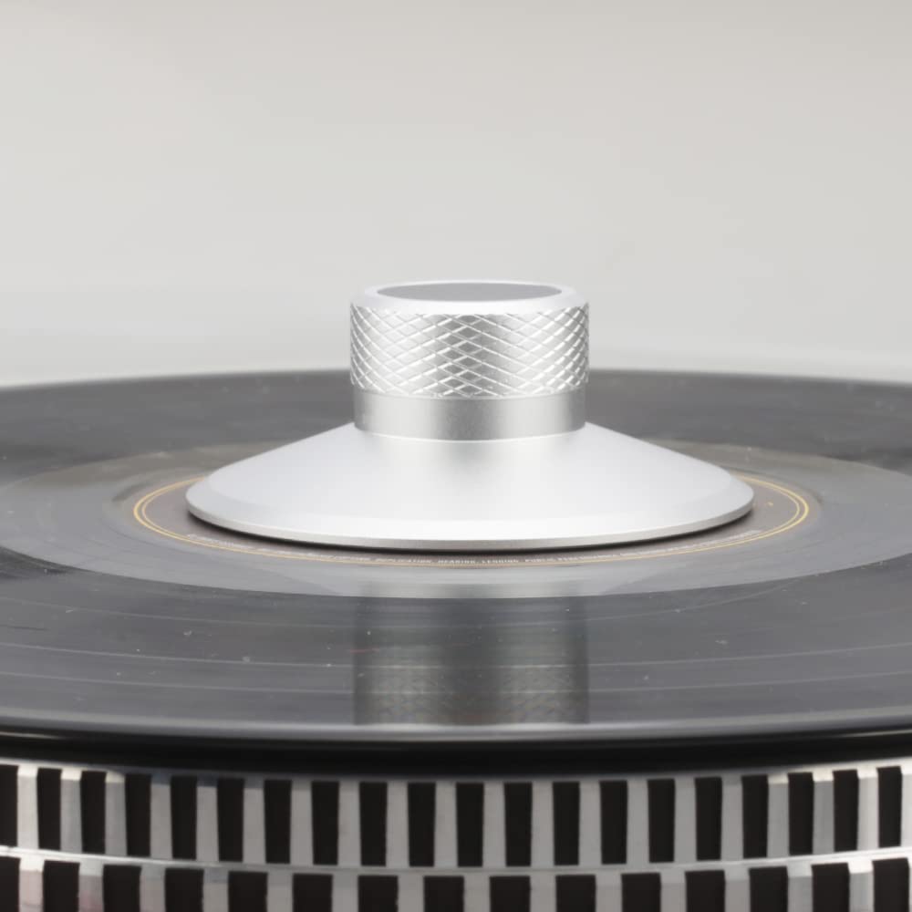 Brollitest Carbonfaser-Schallplattengewichtsscheibe, Vinyl-Gewichtsstabilisator, Schallplattenklammerstabilisator, 130g, Für Plattenspieler-Plattenspieler-Silber 6