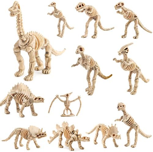 SunshineTrees Assorted Dinosaur Fossil Skeleton Figures Kids Toy 6-7" Figures - 12pcs