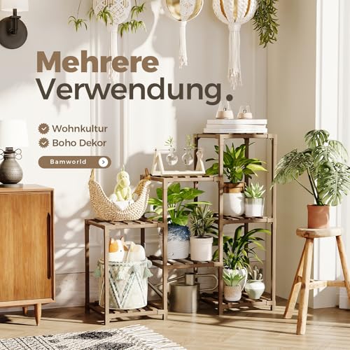 Bamworld Pflanzenständer Blumenständer Pflanzenregal Indoor Outdoor für 7 Etagen Terrasse Balkon Garten Gartenarbeit Geschenke thumbnail 2