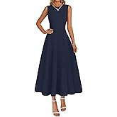 MEROKEETY Women's 2026 Summer Elegant Classy Midi Dress Sleeveless A Line Flowy Formal Cocktail Dresses