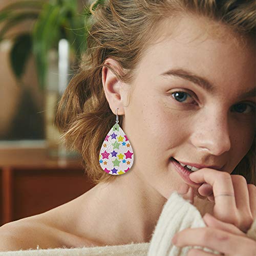 UHIBROS 9-12 Pairs Leather Earrings for Women Girls Faux Leather Danle Earrings Sets Lightweight Teardrop Leaf Leopard Print Earrings Jewelry Gift