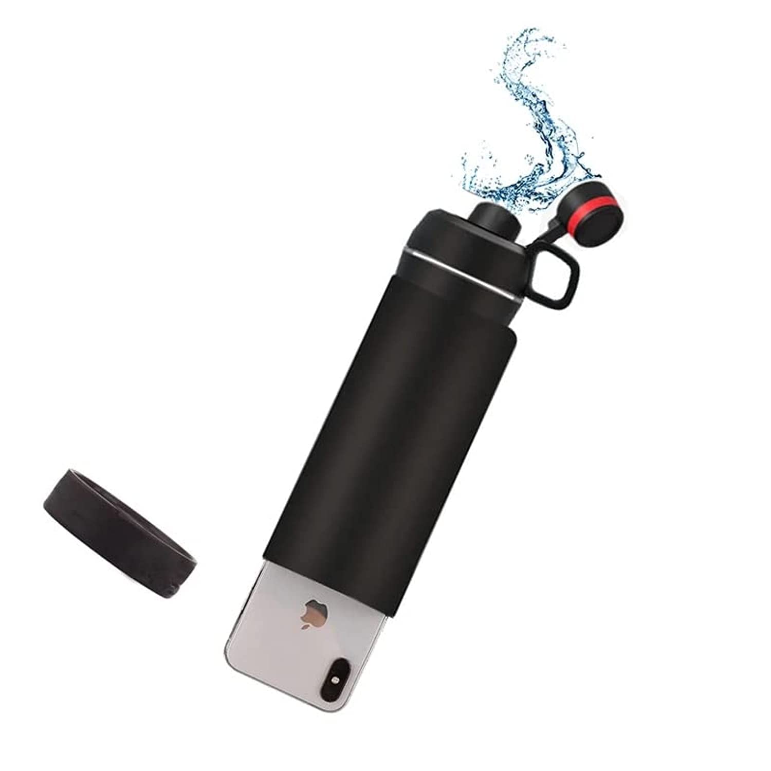 Stainless Steel Diversion Safe Bottle, Hidden Stash Can for Keys, Money, Cash Storage & Secret Safe Use, 400ml capacity (Frosted Black)