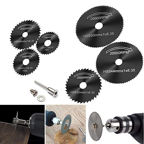 6pcs 1/8" HSS High Speed Steel Circular Saw Blades For Dremel Fordom Drills Rotary Tool W/Shank by Lukcase ... - Thumbnail 6