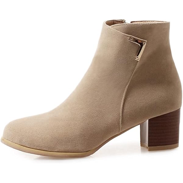 Amazon.com | JYSwoshoe Women Ankle Boots Chunky Heel Pointed Toe