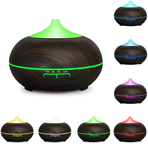 Greywolf Aromatherapy Diffuser 300 ml Wood Grain Ultrasonic Essential Oil Diffuser 7 Changed LED Lights Color, 4 Timer Settings with Waterless Auto Shut-Off