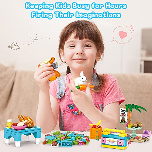 HOGOKIDS Girls Camper Building Toy: 452 PCS Camper Van Playset Building Blocks Toy with Slide | STEM Construction Kit for Girls Creative Building Bricks Gift for Kids Age 6 7 8 9 10 11 12