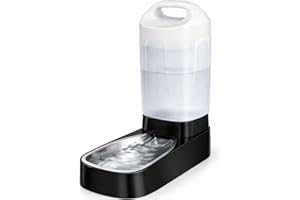 LESOTC Automatic Dog Water Bowl Dispenser - 2.4 Gallon Gravity Pet Water Dispenser with 304 Stainless Steel Bowl, Dog Auto Feeders Bowls Self Waterer, Easy-Carry Handle for Large Dogs & Cats, Multi-Pet Home