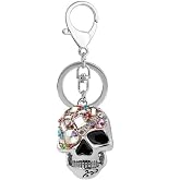 Skull Key Keychains 3D Creative Novelty Blings Crystal Skull Animal Keyrings for Women Girl Charm Purse Handbag Gift