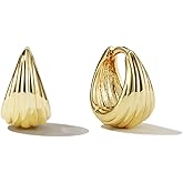 Pearich 14K Gold Filled Hoop Earrings,925 Sterling Silver Huggie Earrings Hoops Earrings Trendy Chunky CZ Pin Earrings Jewelry Gifts for Women