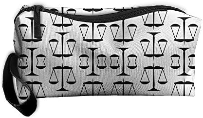 TRENDCAT Travel Makeup Black Scales Of Justice On White Cosmetic Pouch Makeup Travel Bag Purse Holiday Gift For Women Or Girls