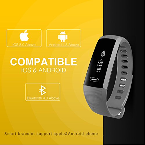 Smart Fitness Tracker,Bluetooth Smart Watch with Blood Pressure Heart Rate Sleep Pedometer Camera Remote Shoot Blood Oxygen Monitor R5 Smart Wristband Bracelet for Andriod and iOS Phone