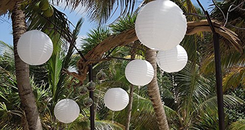LIHAO White Hanging Paper Lanterns for Wedding Party Decoration, 4 Size - 10 Piece