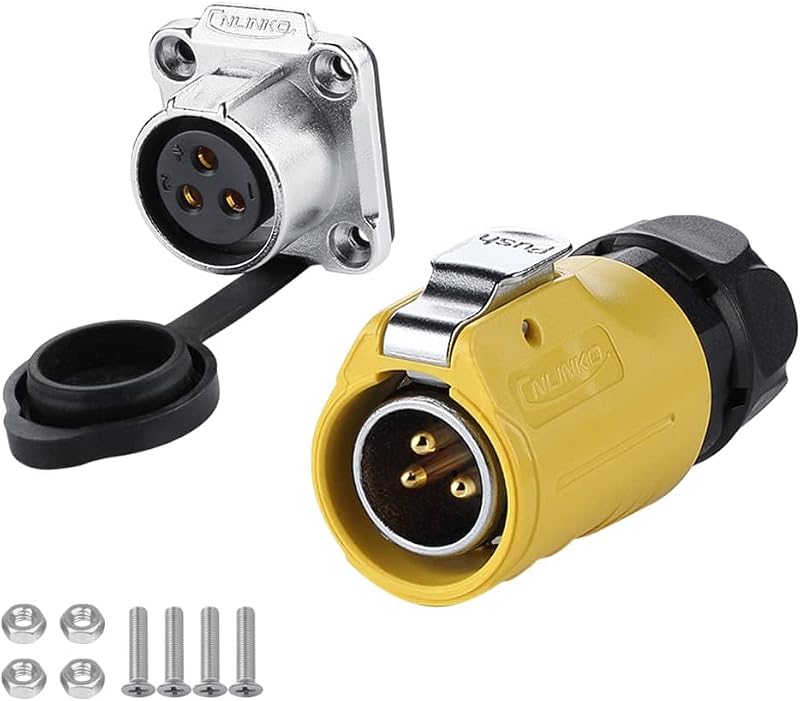 CNLINKO LP-20 3-Pin M20 Circular Connector IP68 Waterproof Aviation Plug Socket