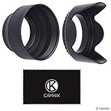 Camera Lens Hoods - Rubber (Collapsible) + Tulip Flower - Set of 2 - Sun Shade/Shield - Reduces Lens Flare and Glare - Blocks Excess Sunlight for Enhanced Photography and Video Footage