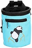 AMC Climbing Chalk Bag w/ Embroidery/Front Pocket/Belt, Light Blue, 6