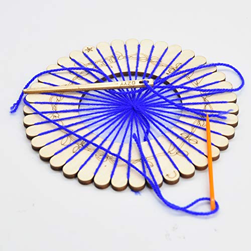 CZYY Wooden Circular Looms Laser Carved with Vines Round Weaving Board 3 Pieces Set Include Yarn Needles - Easy Knitting Tool for Beginners & Experienced