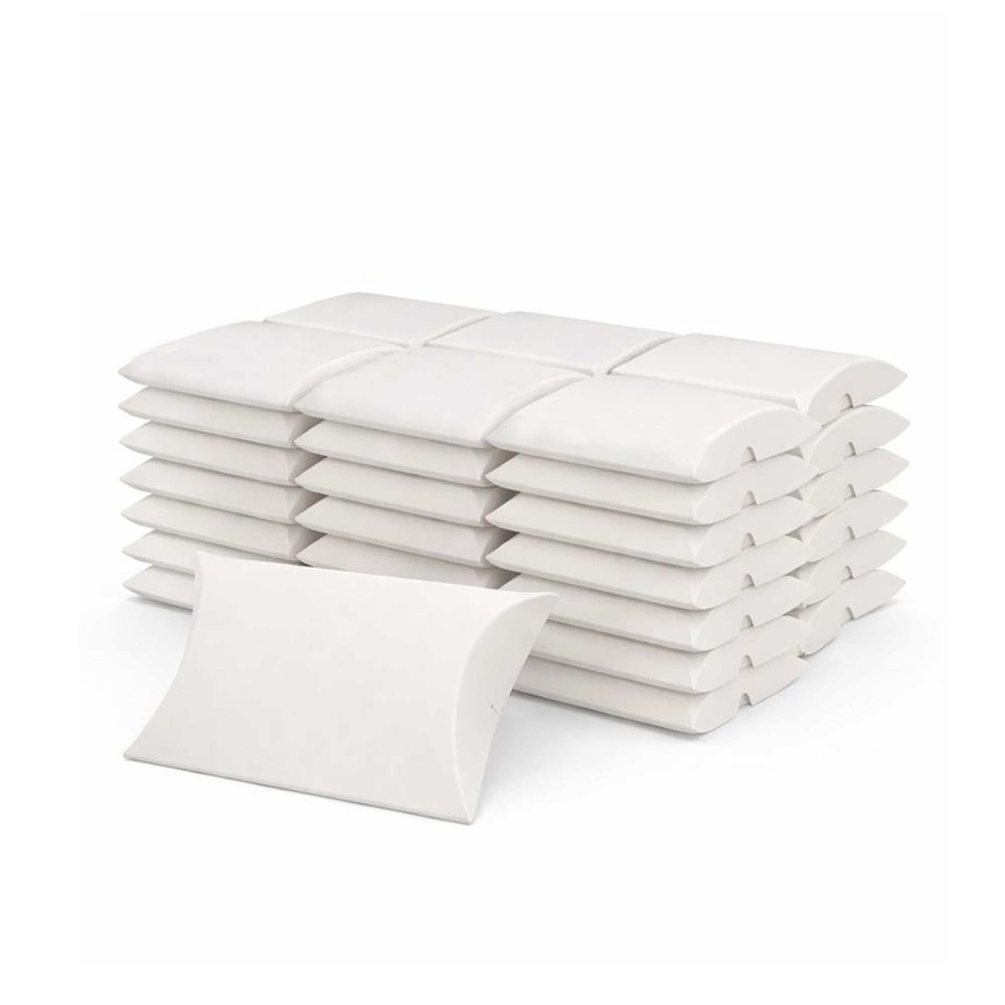 Emartbuy Set of 50 White Pillow Boxes, Candy Boxes, Gift Box for Weddings, Birthdays Size - 6 cm x 6.5 cm x 1.5 cm