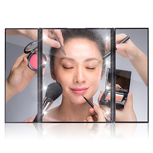 image for DUcare Lighted Tri-Fold Travel Makeup Mirror Folding Illuminating with