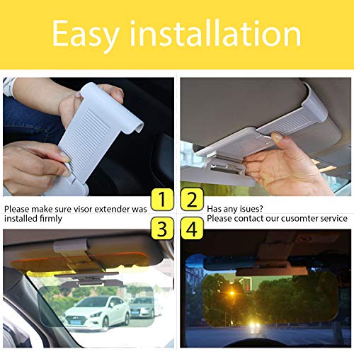 WFPOWER Car Sun Visor Extender (2 Pack) Anti Glare Blocker 2 In 1, UV Day Vision and Night Vision Goggles for Windshield, Sun Shield 12.6 x 4.7inch for Sedan Mini Van Pack of 2 [2019 Upgraded Version] - Thumbnail 4