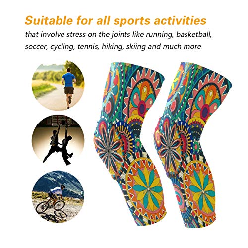 Knee Sleeve Floral Desktop Wallpapers Full Leg Brace Compression Long Sleeves Pads for Meniscus Tear, Arthritis, Running, Workout, Basketball, Sports, Men and Women 1 Pair