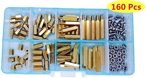 160pcs M2.5 Male-Female Brass Spacer Standoff & Stainless Steel Screw Nut Assortment Kit