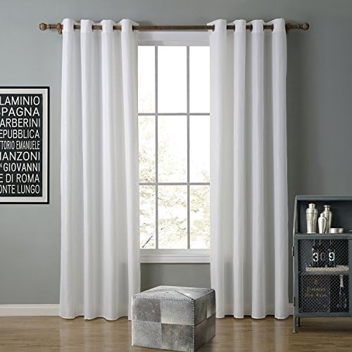 White Solid Color Oxford Grommet Panel Curtains(Singel Panel ) Muliti Sizes BEIBEITEX (52''W×63''L , White )