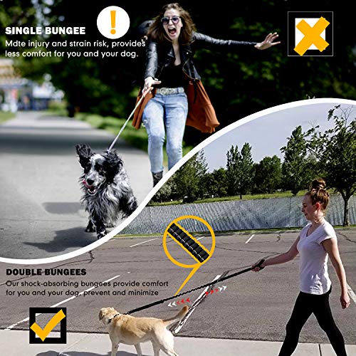 Heavy Duty Dog Leash Especially for Large Dogs Up to 150lbs, 6 Ft Reflective Dog Walking Training Shock Absorbing Bungee Leash with Car Seat Belt Buckle, 2 Padded Traffic Handle for Extra Control - Thumbnail 6
