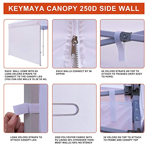 Keymaya Instant Canopy SunWall for 10x10 Feet, 10x20 Feet Straight Leg pop up Canopy, 1 Pack Sidewall Only,Burgundy - Thumbnail 2