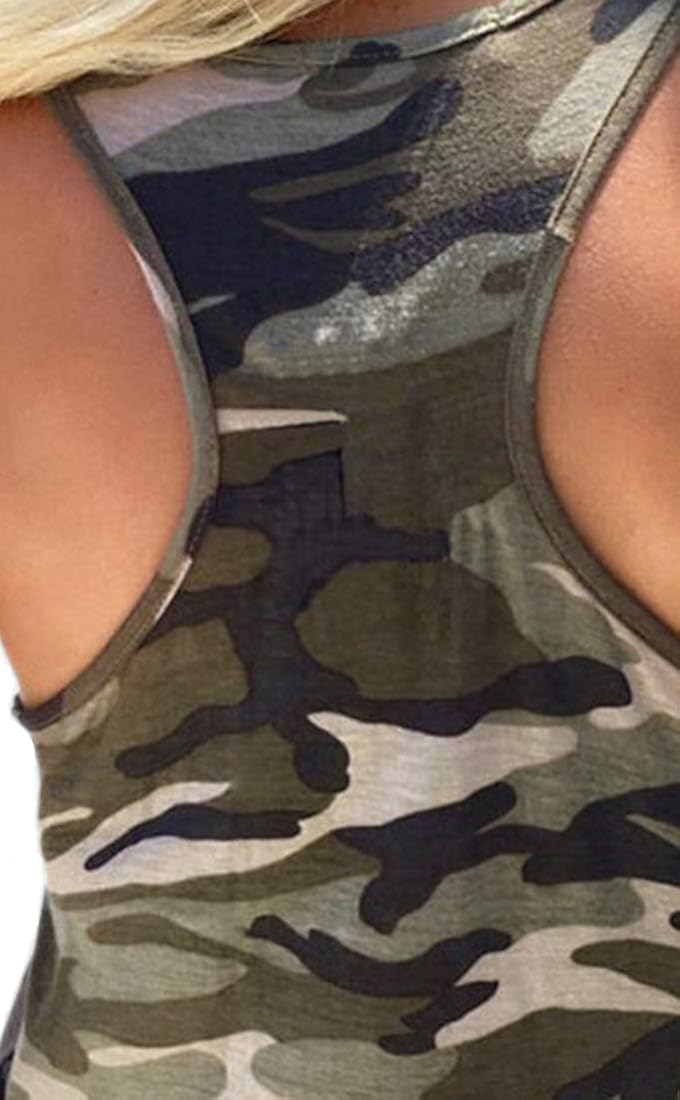 Zcavy Cute Camo Tank Flowy Athletic Shirts Running Muscle Shirts Workout Gym Clothes Racerback Camo Tank Tops for Women: Clothing