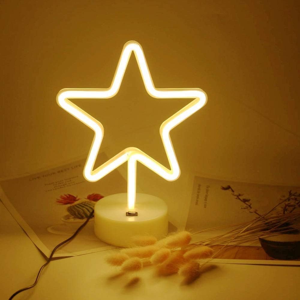 Xgo LED Star neon Night Light, Warm White neon Light, USB and Battery