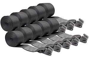 Mytee Products Winch Straps 4" x 30' Black Heavy Duty Tie Down w/Flat Hook WLL# 5400 lbs | 4 Inch Cargo Control for Flatbed Truck Utility Trailer (10 Pack)