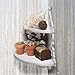 MyGift 2 Tier White Wall Mounted Pastoral Carved Floating Corner Shelf/Plant & Decor Display Rack
