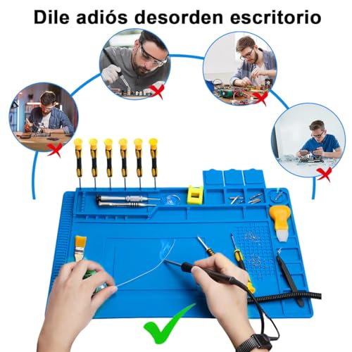 Tapete Antiestático Grande, Estera de Trabajo Silicona Magnético Antiestatica 45*30cm, Alfombrilla de Aislamiento Resistente al Calor, Esterilla de Soldadura para Soldar Reparar Reparación Electrónica