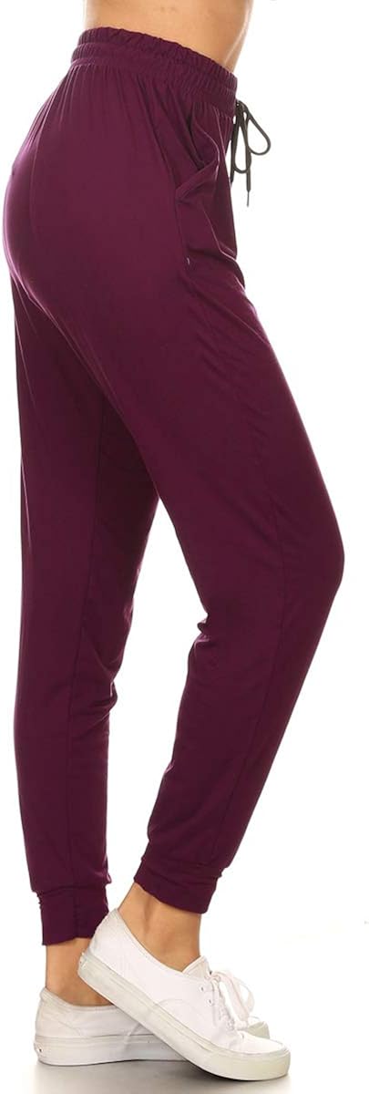 Leggings Depot Women's Printed Solid Activewear Jogger Track Cuff Sweatpants at  Women’s Clothing store