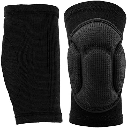 Knee Pads (1 Pair)- High Elastic Spone Knee Support Sleeves, Volleyball Basketball Outdoor (Black)