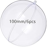 KENAST Clear Plastic Fillable Ornaments Ball, DIY Ornaments for Christmas, Wedding, Party, Home Decor (100mm Diameter/ 6pcs)