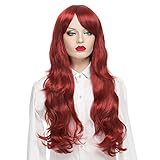 YOPO Halloween Wig Long Wavy Curly Hair Wigs for Women Synthetic Cosplay Costume Party Wig, Full Wig, 29.5'' Hair Wigs with Bangs, Heat Resistant, Daily Use, Free Cap & Hair Pins