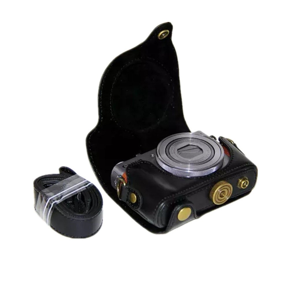 kinokoo Protective Case Cover PU Leather Camera Case Tailored for Canon G9X G9X Mark2 (Black)