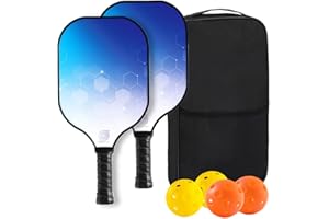 SEVKO LLC Sevko Pickleball Paddles Set of 2 - Fiberglass Surface Pickleball Paddles Set - 4 Pickleball Balls, & Carry Bag, Pickle Ball Paddle