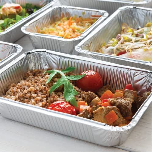 55 Pack Disposable Takeout Pans with Clear Lids Aluminum Foil Food
