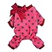 Fitwarm Polka Dot Dog Pajamas, Cute Dog Clothes for Small Dogs Girl, Pet Fleece Sweater, Onesie with Feet, Red, Small