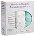 Swaddle Blanket | Softest Organic Bamboo Muslin | 3 Pack of Extra Large Blankets + 2 Stroller Clips + Baby Sleeping Guide By BabyVoice (White - Grey - Green)