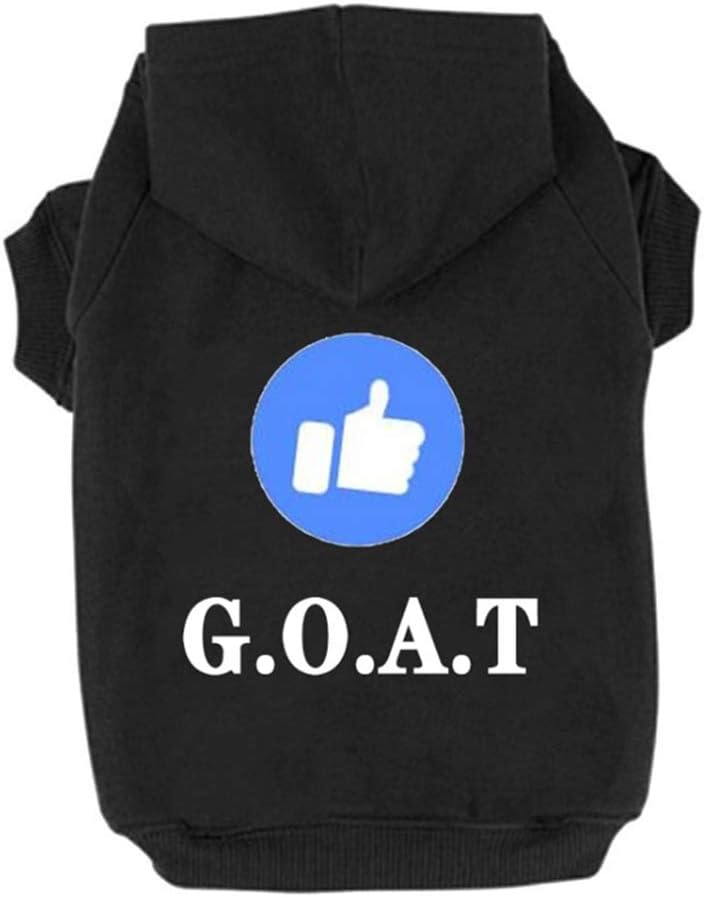 Izefia Dog Hoodies, Trudz Rdc Pet Apparel 'Like' Emoticon Dog Clothes, 'G.O.A.T' Winter Sweatshirt Warm Sweater
