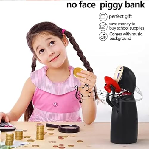 Toy Banks,No Face Coin Bank，No Face Piggy Bank,Auto Eat Coin Music Piggy Bank, Adults Boys Kids Easter Christmas Birthday Gift