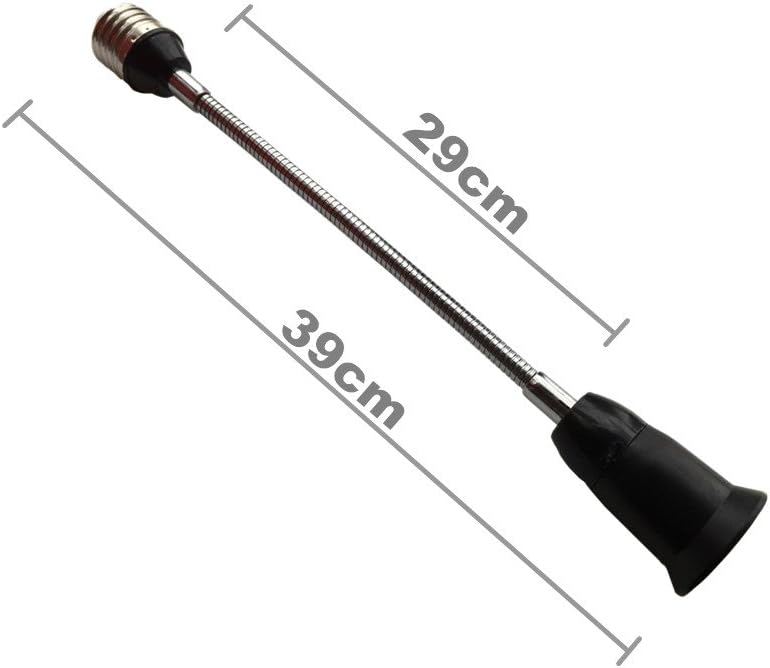 DZYDZR 39cm E27 to E27 Extender Flexible Gooseneck Extension E26 Lamp Holder Adapter for LED Light Bulb (Black) - Image 5