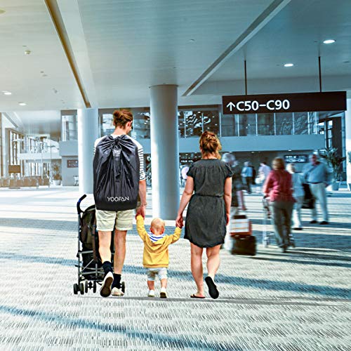 Car Seat Travel Bag, Gate Check Drawstring Backpack Bag with Shoulder Straps for Stroller,Car Seats,Boosters and Infant Carriers, Waterproof - Great for Airplane,Saving Money and Storage(Black)