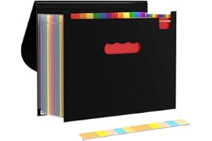 CN1ST Colored File Folders, 900 Sheets Capatity 12-Pocket Expanding File Folder with Tags and Closure for Classroom, Home, Office and Travel Use, A4 Size and Letter Size