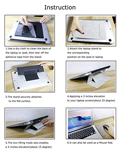 Invisible Laptop Stand Portable-RUCACIO Adhesive Laptop Kickstand Lightweight Stand Foldable Seamless Appendage of Computer Desktop Stand Holder Anti-Slide Fits Mac Book,Laptops,iPad, Tablet (Black)