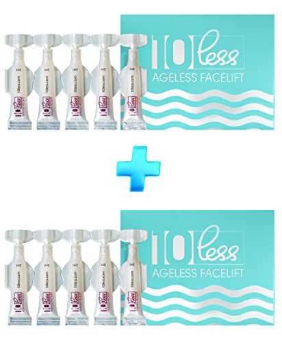Anti Aging 10 Less Ageless Facelift -LOOK 10 YEARS YOUNGER -Hyaluronic Acid+ Stem Cells- Bye Bye Under Eye Bags, Dark Circles, Wrinkles, Puffiness. 2 Boxes(10 vials x 2ml each)